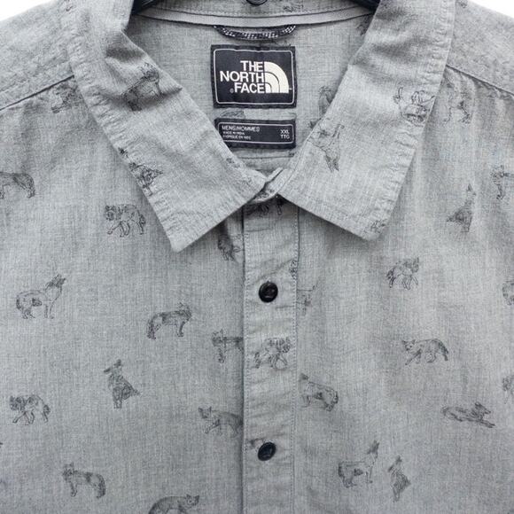 The North Face Fox Wolf Cotton Short Sleeve Button Down Shirt Mens Size XXL - Picture 1 of 5